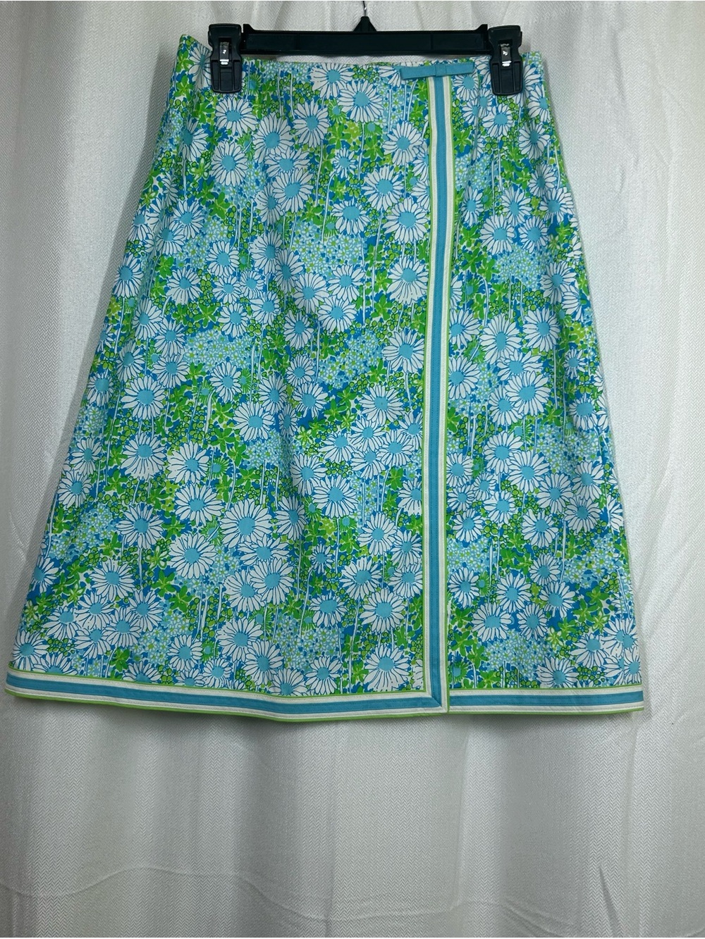 Lilly Pulitzer The Lilly 1960s Floral Skirt Green Blue Bow Size 14 READ